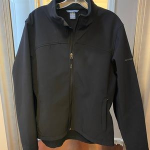 Quest ladies black jacket with three zipper pockets, size large